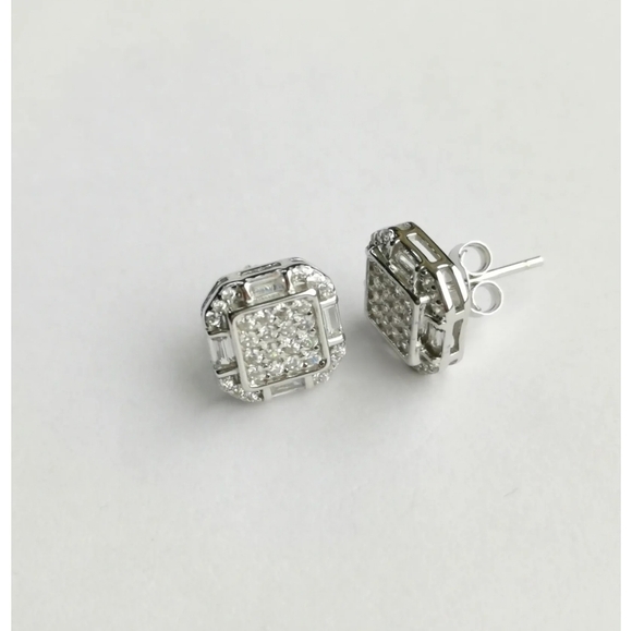NEW, Art Deco styled earrings in Sterling Silver CZ - Picture 4 of 8